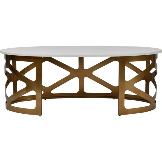 Libra Interiors Metropolitan Coffee Table Satin Bronze Finish with Off-White Marble